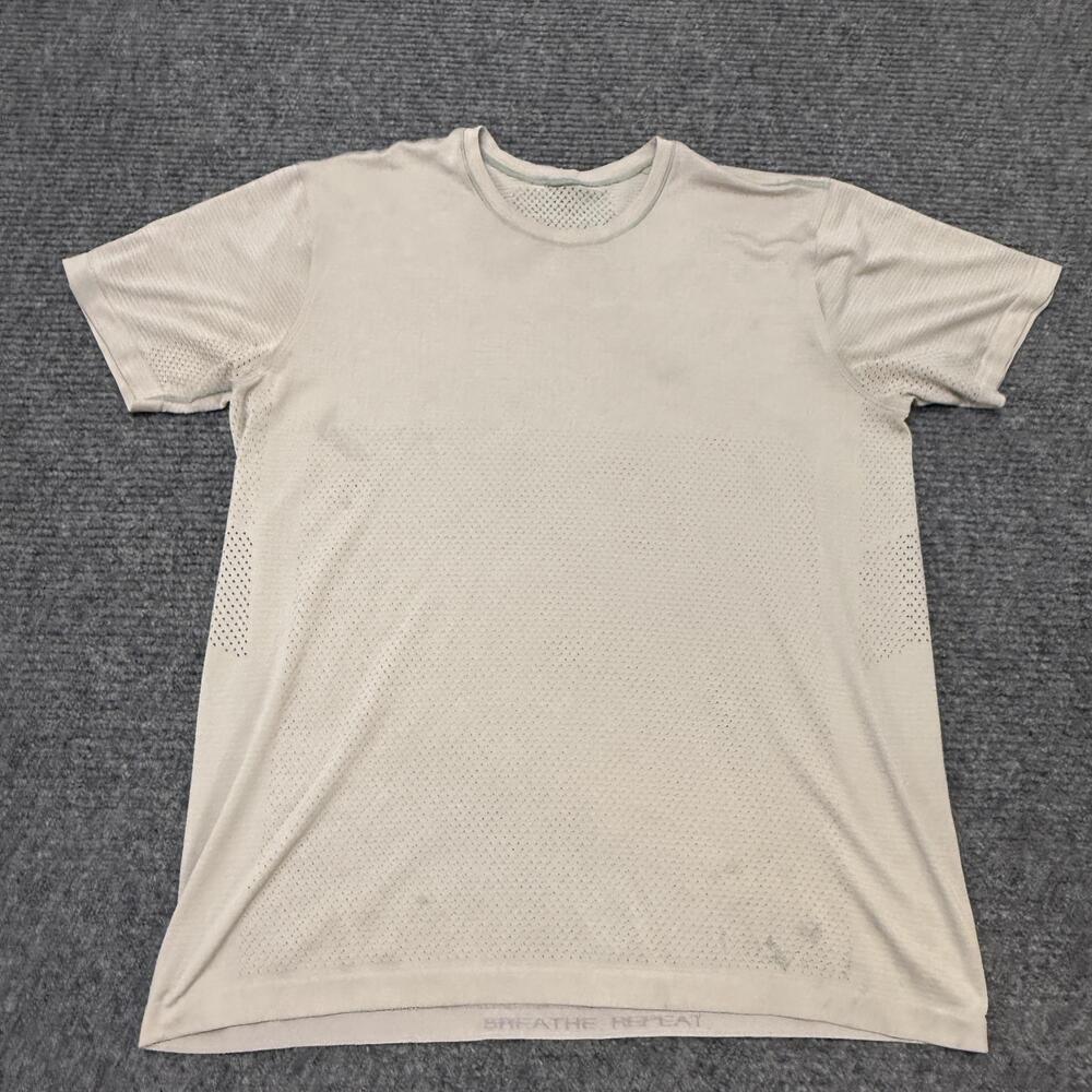 Lululemon Shirt Mens XL Beige Short Sleeve Seamless SenseKnit Running Tee Top